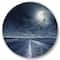 Designart - Asphalt Road Under Cloudy Full Moon I - Nautical & Coastal Metal Circle Wall Art
